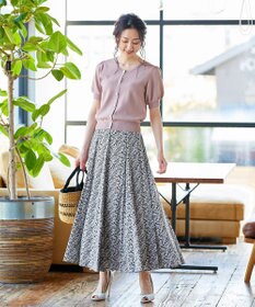 Tiaclasse L 【洗える】ひんやり心地良いパフ袖ニットカーディガン