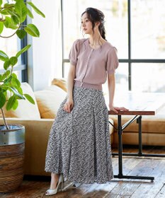 Tiaclasse L 【洗える】ひんやり心地良いパフ袖ニットカーディガン