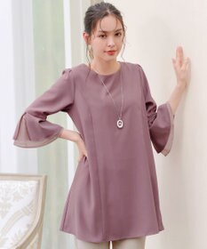 Tiaclasse 【新色追加・洗える】シフォンフレア袖チュニックブラウス