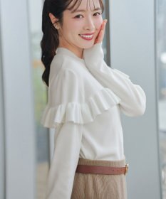 Tiaclasse L モックネックフリルニットトップス