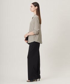 ICB L 【UVケア・速乾・洗える】BackSatinAmunzen バンドカラーブラウス