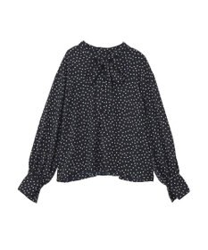 AMERICAN HOLIC 【イージーケア】ドット柄ボウタイブラウス