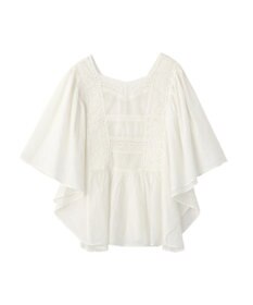 earth music&ecology 【WEB・一部店舗限定】【綿100％】レース＆ピンタックポンチョ