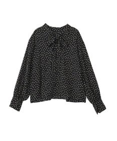 AMERICAN HOLIC 【イージーケア】ドット柄ボウタイブラウス