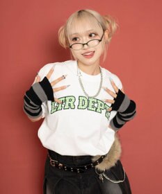 WEGO 【ユニセックス着用ITEM/MLサイズ展開】チェックカレッジグラフィックT（SS）