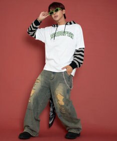 WEGO 【ユニセックス着用ITEM/MLサイズ展開】チェックカレッジグラフィックT（SS）