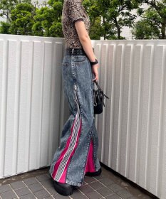 WEGO 【ユニセックス着用ITEM】ジャージドッキングZIPデニムパンツ