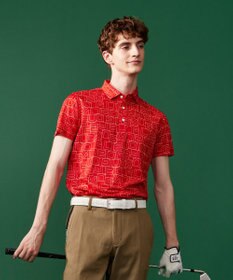 23区GOLF 盛夏対応のマルチ機能【接触冷感・UVケア・吸水速乾】【MEN】総ロゴ カノコシャツ