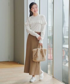 Tiaclasse L モックネックフリルニットトップス