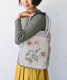 AND WOOL ポピー押し花刺繍バッグ