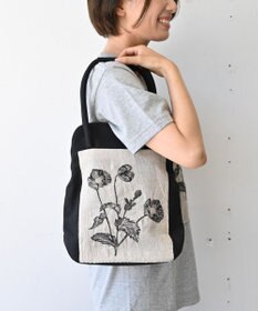 AND WOOL ポピー押し花刺繍バッグ