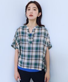 ANY シアーチェックスキッパーブラウス