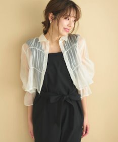 Feroux 【洗える】シャーリングシアー シャツ