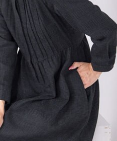 Tiaclasse 【洗える】バンドカラーチェック柄シャツワンピース