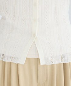 CRAFT STANDARD BOUTIQUE レースニット衿付き半袖カーディガン
