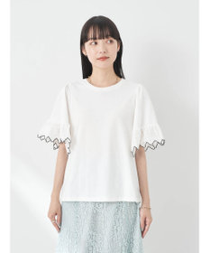 earth music&ecology 配色スカラップスリーブＴＥＥ