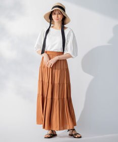 自由区 L 【洗える/着丈調節可】カラー ティアードスカート