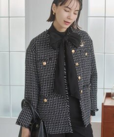 WEGO 【ANGIE VINTAGE/オケージョン対応 / セレモニー対応】ノーカラー ツイードジャケット