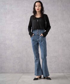 WEGO ハイウエストストレッチフレアデニムパンツ