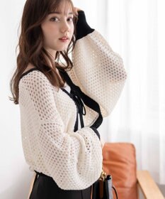 WEGO 【紫外線対策/手洗い可】メッシュリボンボレロ