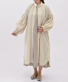 muuc 〈コットン100%強撚糸〉〈2WAY〉〈遠州織物の工場で織られた上質な生地〉〈シースルー〉〈ドライタッチ〉コットンドビーギャザー 羽織り＆ワンピースドレス