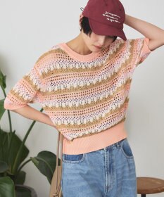 AMERICAN HOLIC マルチボーダー配色ニット