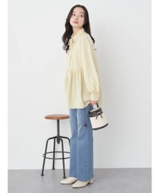 earth music&ecology リボン付き切り替えギャザーシャツチュニック