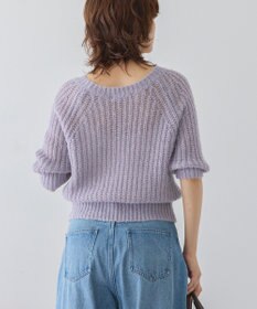 AMERICAN HOLIC モヘヤ風シアー半袖ニットトップス