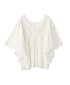 earth music&ecology 【WEB・一部店舗限定】【綿100％】レース＆ピンタックポンチョ