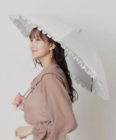 MOONBAT 【一級遮光/晴雨兼用】LANVIN en Bleu (ランバン オン ブルー)  折りたたみ日傘 シャイニーフリル 遮光 遮熱 UV