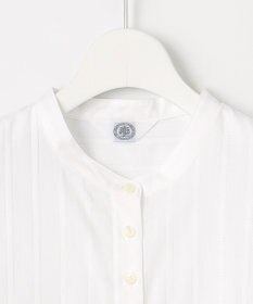 J.PRESS LADIES S 【洗える】セルロースカラミストライプ バンドカラー ブラウス