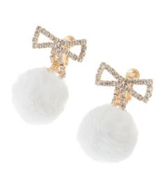 Maison de FLEUR フェイクファービジューリボンイヤリング