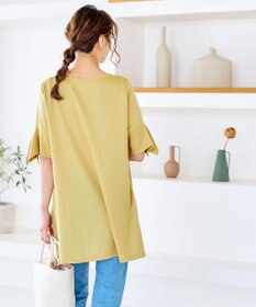 Tiaclasse 【洗える】フレアカフスポンチチュニックブラウス