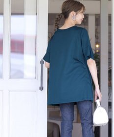 Tiaclasse 【洗える】フレアカフスポンチチュニックブラウス