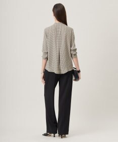 ICB L 【UVケア・速乾・洗える】BackSatinAmunzen バンドカラーブラウス