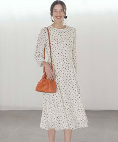 組曲 ドットジョーゼットプリント ワンピース