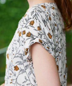 Tiaclasse L 【洗える】リーフフラワー柄ワンピース