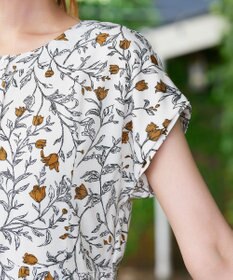 Tiaclasse L 【洗える】リーフフラワー柄ワンピース