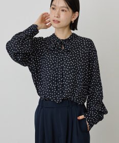AMERICAN HOLIC 【イージーケア】ドット柄ボウタイブラウス