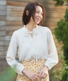 Feroux プリーツコンビ ブラウス