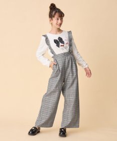 ANY KIDS フリル チェック サロペット