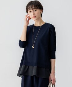 23区 L 【洗える】レーヨンポリエステルストレッチ シャツコンビ ニット