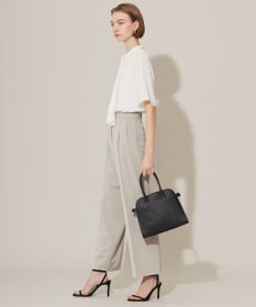 ICB 【接触冷感・UVケア・速乾・洗える】BackSatinAmunzen  5分袖スカーフタイブラウス