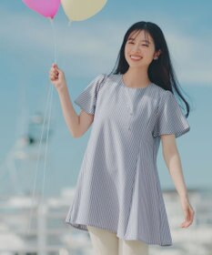 Tiaclasse L 【おのののかさん着用】半袖＆七分袖選べる袖丈バックフレアチュニック