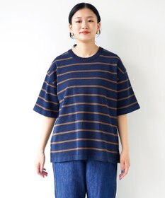 WHITE MAILS 【UNISEX】PAPER YARN BORDER KINT PULLOVER T-シャツ