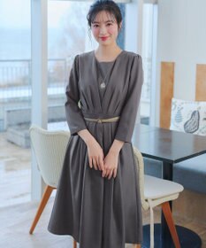 Tiaclasse 【おのののかさん着用】半袖&長袖選べる袖丈・タックフレアワンピース