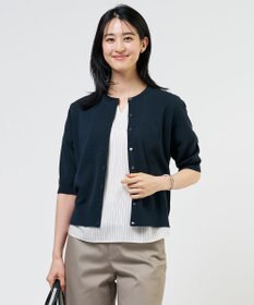 J.PRESS LADIES COTTON ACETATE DRY クルーネック カーディガン