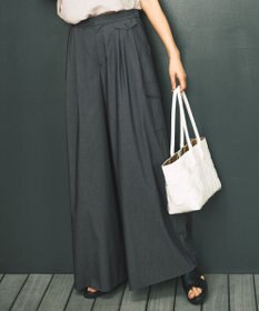 自由区 S 【カタログ掲載・接触冷感・UVカット・洗える】デニムライクボトムフレアワイド パンツ インディゴ