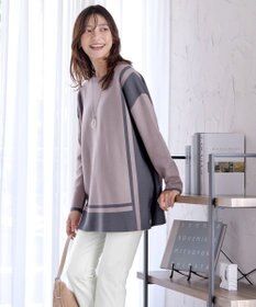 Tiaclasse 【新色追加・洗える】配色ニットチュニック