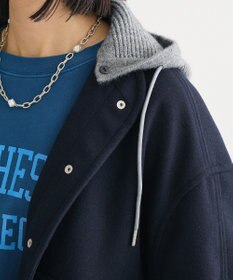 Green Parks ニットフード付きウーリーブルゾン